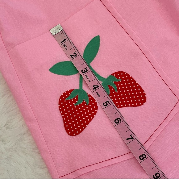 Vintage Danielle Pink Strawberry Patch Sleeveless Mod Vintage House Dress Robe - Picture 11 of 16
